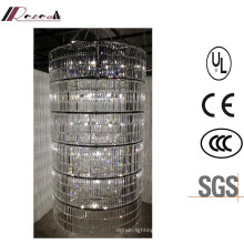 Lustre de cristal claro luxuoso cilíndrico moderno francês da entrada moderna grande